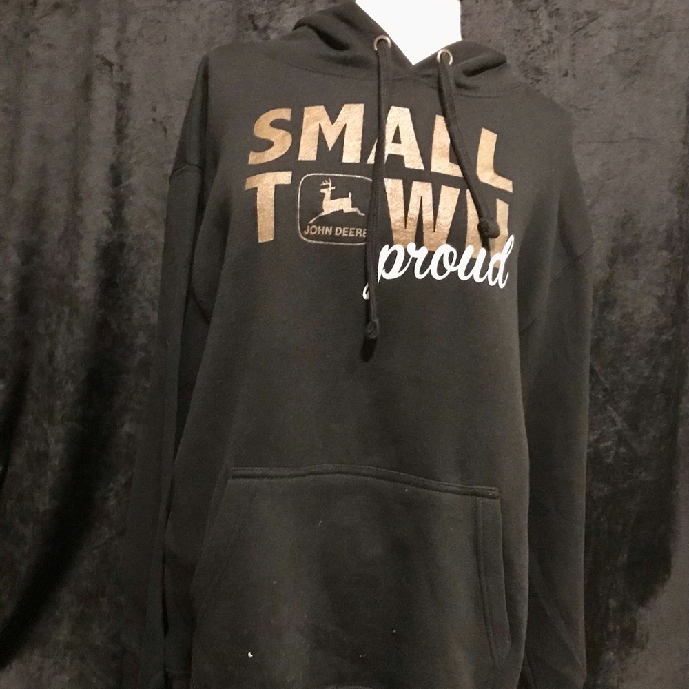 John Deere Small Town Proud Black Hoodie- L